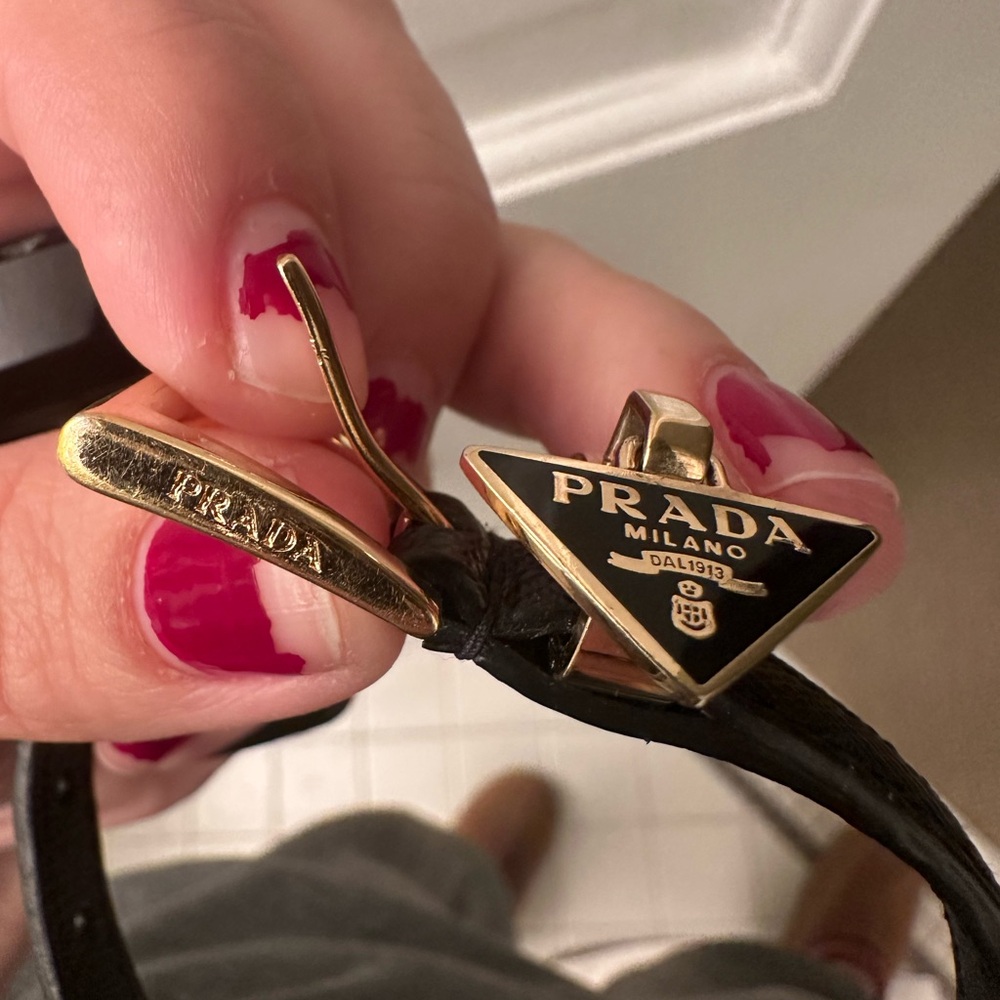 Prada Black Leather Bracelet with Gold Accents - Picture 2 of 6